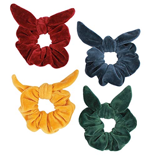 Maven Thread 4 Count Hair Scrunchies Elastic Hair Bands Scrunchy Hair Ties Accessories for Women or Girls Florals - VELVET Set