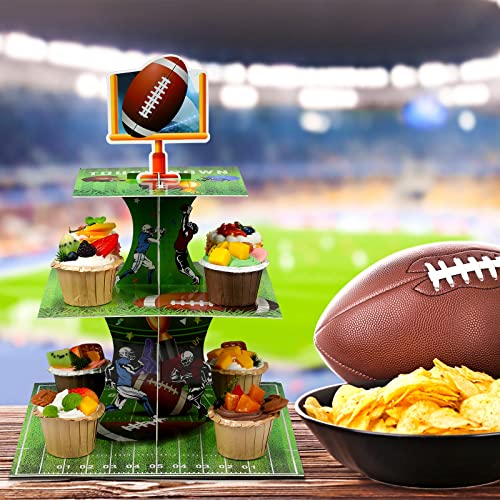 Tiamon Football Bowl Party Decoration Football Cupcake Stand 3 Tier Dessert Tower Soccer Bowl Sports Stadium Decor Mini Cake Stand for Kids Boys Teenagers Sport Party Supplies - Image 3