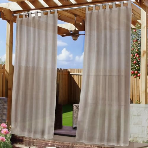 Newthinking Outdoor Vorhang Wetterfest 2er Set Leinenvorhang 213x132 cm