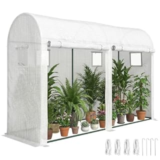 Outsunny serre balcon 300 x 100 cm, acier blanc