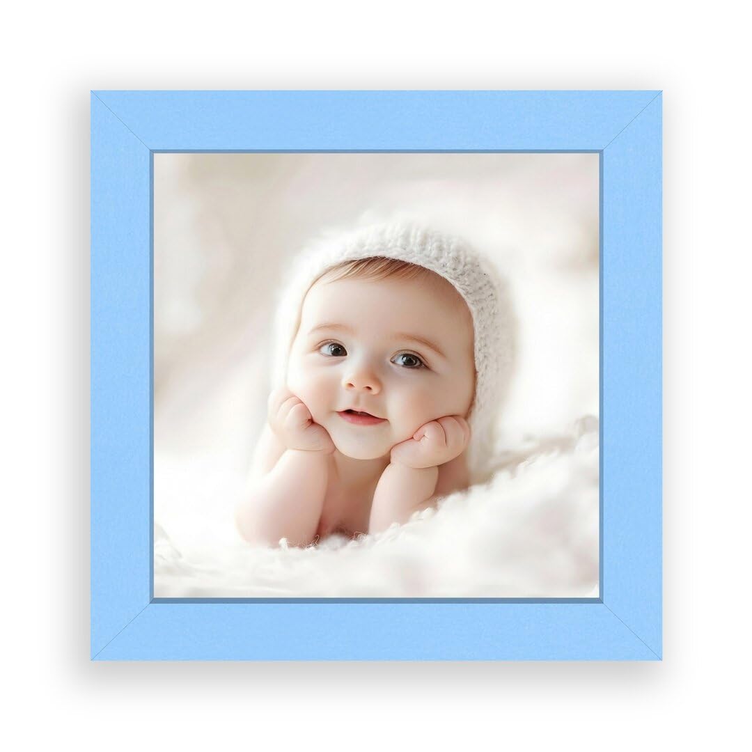 Procut Global Baby Blue 6x6" Modern Picture Frame for Nursery, Baby Gift - Photo Frame with Perspex Front, Wall or Tabletop Display - Keepsake for Newborn, Baby Shower & First Photo Memories