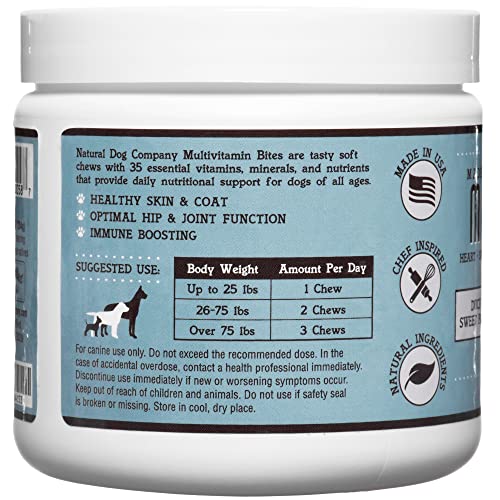 Natural Dog Company Multivitamin Chews (90 Pieces), Dog Vitamins And Supplements, Duck & Sweet Potato Flavor, For Dogs Of All Ages, Sizes, & Breeds, Supports Immune System #TOP7