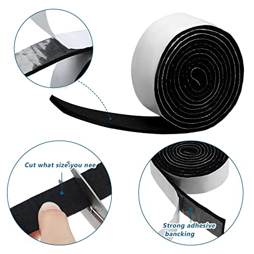 Image of Shappy 2 Packs Felt Strips with Adhesive Backing Felt Tape Roll Non Slip Self Adhesive Cuttable Furniture Pads for Protecting Hardwood Floors, Chairs, Wall(Black,120 x 1 x 0.12 Inch)