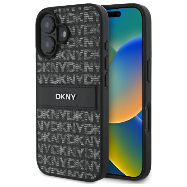 CG MOBILE DKNY DKHCP16LPRTHSLK Coque pour iPhone 16 Pro 6,3" Noir Texture Motif Rayures Tonales