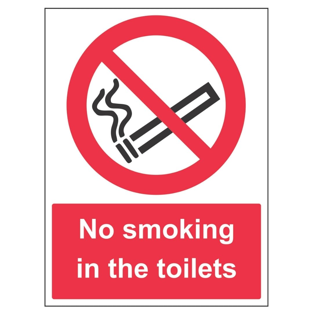 V Safety No Smoking In The Toilets - Portrait 300 x 400 mm - Glow In The Dark 1mm Rigid Plastic Safety Sign