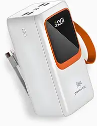 Carregador Portatil Power Bank 50000mah Universal Display Digital Carregamento Turbo Ultra Rápido 22.5W Nunca Fique sem bateria Com Lanterna (Branca)