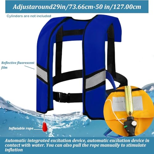 Chaleco Salvavidas Inflable Automático para Adultos – Chaleco de Flotabilidad Ajustable con Control Manual, Tiras Reflectantes y Silbato de Seguridad para Bote, Kayak, Surf y Natación miniatura 2