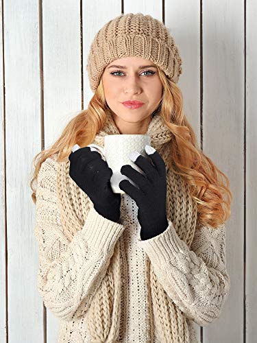 Image of Pangda 12 Pairs Winter Touch Screen Gloves for Men Women Stretch Knitted Texting Gloves Warm Windproof Solid Color Mittens