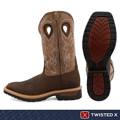 Twisted X Men's 12-Inch Lite Western Work Boot - Casual Full-Grain Leather Work Boots Molded Footbed For Extra Comfort - Moisture-Wicking Hard Construction Western Boots, Taupe & Bomber, 11 2E #TOP1