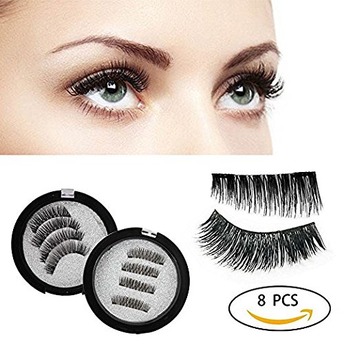 Reusable False Magnetic Eyelashes - Black Homemade, No Glue, Magic 3D, Natural Wispy Fake Lashes Extension, Super Soft, Natural and Durable (8 Pieces-2 Pairs) by Sunshinny