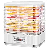 VIVOHOME Electric 8 Trays Food Dehydrator, 400W Hydrator Machine with 72H Digital Timer and Temperature Control for Fruit Vegetable Meat Jerky Herb Beef Mushroom, White