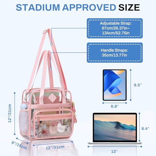 Image of PIG PIG GIRL Clear Tote Bag - 12x6x12 See Through Stadium Event Bag for Women