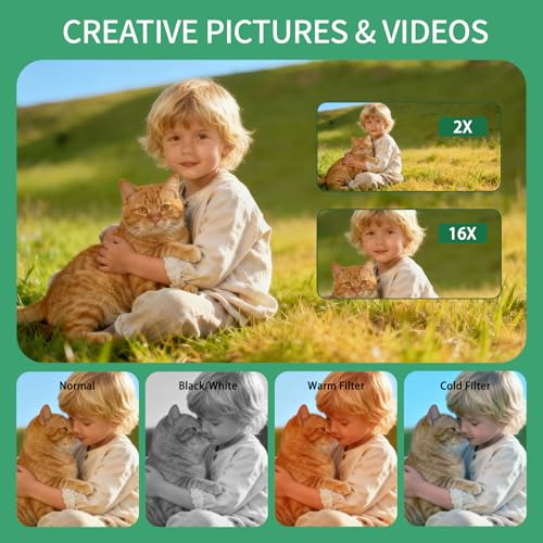 Image of Digital Camera for Kids & Beginners, 4K Digital Camera with 64GB SD Card 16X Zoom Anti-Shake, Compact Point and Shoot Camera with 2.8 inch Screen, Portable Small Camera for Students, Travel & Gifts Green