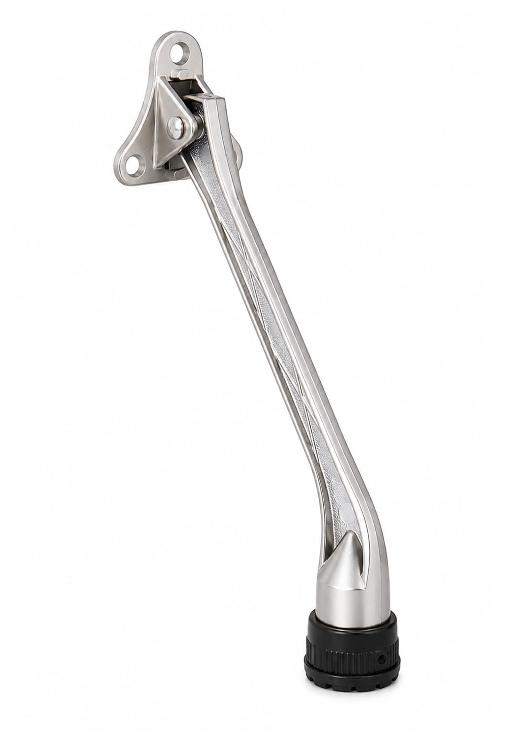 HOME&I 7" Kick Down Door Stopper, Extended Reach Zinc Alloy Door Stop with Leaf Spring & Non-Slip Saw-Tooth Rubber Foot, Screw Mount Door Holder for Wood, Tile, Carpet & Concrete Floors