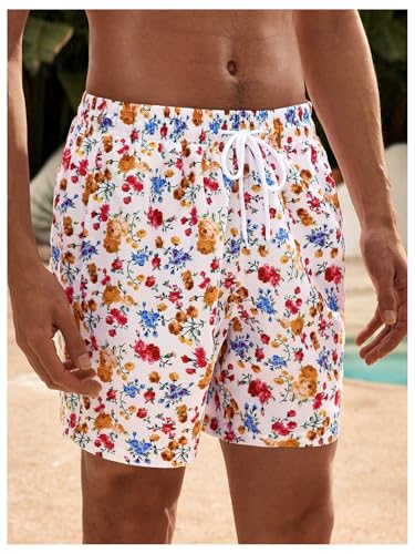 Men's Swim Trunks Floral Hawaiian Beach Swim Shorts Bathing Suit Board Shorts Swimwear3