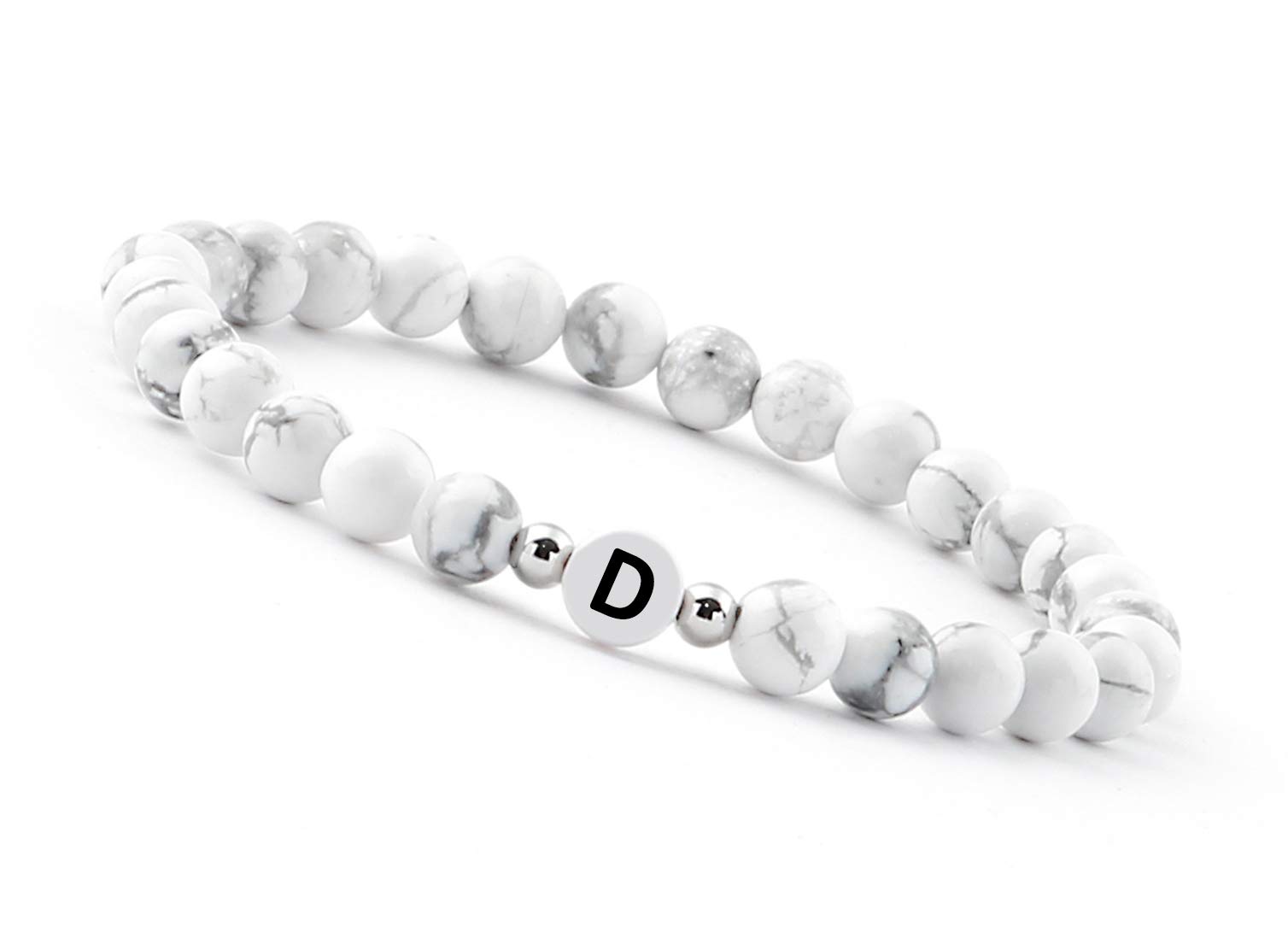 GD GOOD.designs EST. 2015 White pearl bracelet (initial bracelet) bracelet for couples with letter (best friend bracelets) (letter D)