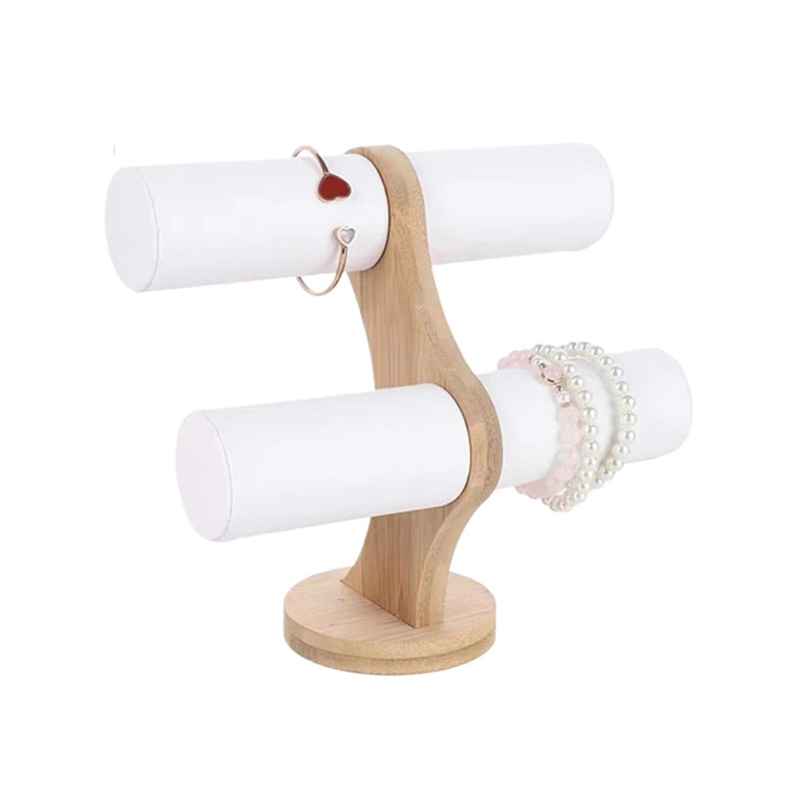 ZWCSHUU Watch Stand Watch Display Stand DIY Double Layer Rack Organizer Wood Jewelry Bracelet Storage Chain Hard Holder Assemble(White)
