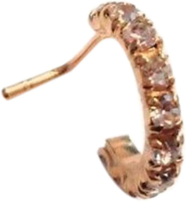 18g 5/16 Out Facing Double Rows of 5 CZ Gem Split Bendable Nose Cartilage Piercing Rings (Silver)