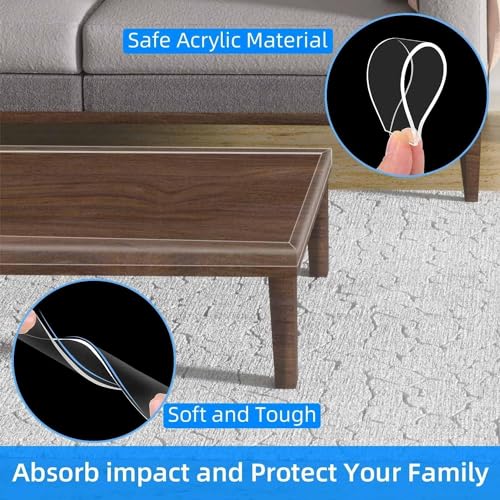 Image of Clear Edge Protector Strip, 0.8in x 16.4FT, Sharp Edge Wrap Cover Tape, Self Adhesive Protective Bumper Guards for Cabinet Door Desk Glass Table Bed Furniture, Kitchen Countertop, Waterproof