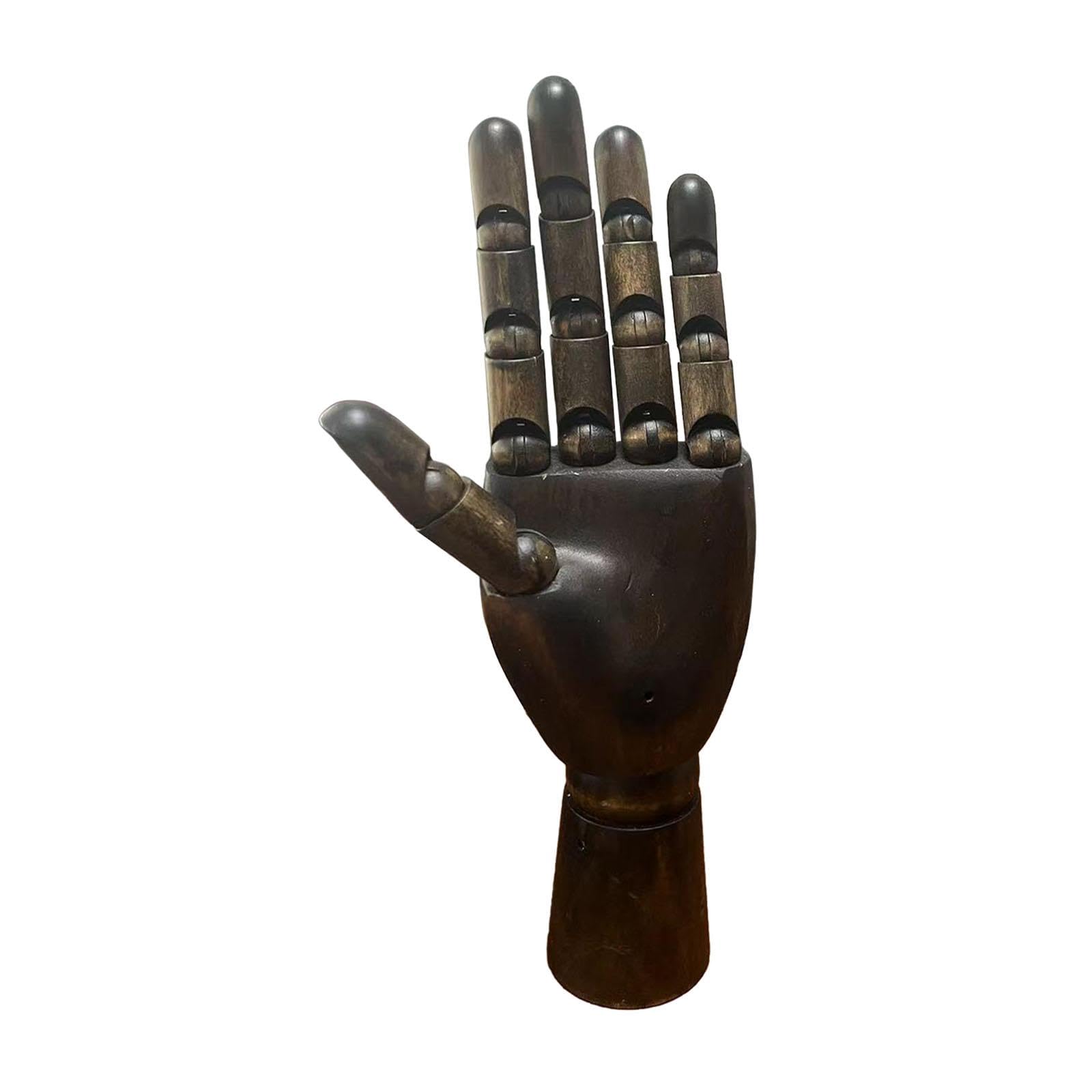 DYNWAVE Wooden Hand Model Art Mannequin Jewelry Display Decor with Flexible Fingers Hand Figure Human Artist Model for Home Tabletop, Left