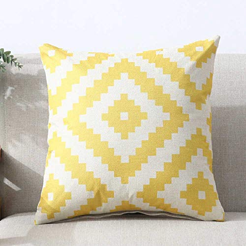 Coussin en lin 45x45cm déhoussable et thermorégulateur géométrie jaune - 2