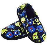 Lulex Boys Slippers Warm Comfy for Little Big Kids House Bedroom Shoes with Soft Memory Foam Indoor Outdoor Little Kid 11 Black Caterpillar