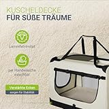 Juskys Hundetransportbox Lassie M faltbar & tragbar 42x60x44 cm mit Decke, Tasche & Griffen - Faltbare Transportbox für Hunde, Katzen & Haustiere - Oxford Stoff Hundebox Auto Hundetasche - Beige