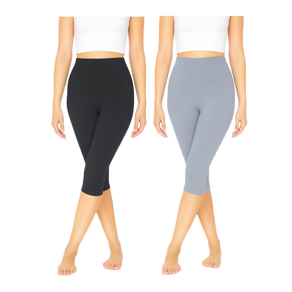Womens Plain Capri 2Pack Black, Grey-picture-28