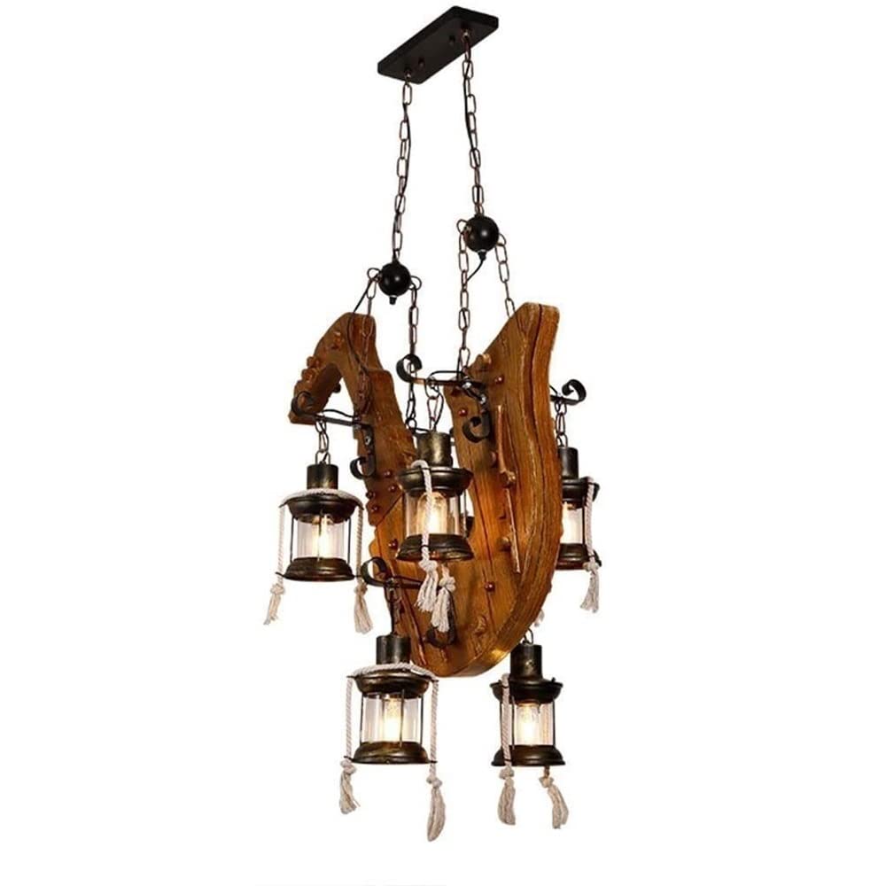 Lampa wisząca z drewna saksofonowego z 4 światłami