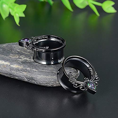 COOEAR 1 Pair Surgical Steel Ear Gauges Double Flared Seashell Ear Tunnels and Plugs Earrings Stretcher.2