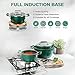 Granitestone Green Pots and Pans Set Nonstick, 6 Stackable Piece Cooking Pots Set, Kitchen Pots, Non Stick Coating, 5qt 3qt & 1.5qt Pots with Lids, Stay Cool Handles Dishwasher Safe 100% Toxin Free
