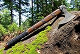 AX-7000 Custom Gift Forged Carbon Steel Viking Axe with Rose Wood Shaft, Viking Bearded Camping Axe (AX-7000) (AX-5936)