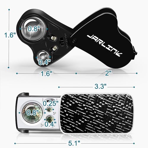 Jarlink 840120604371 3 Pack Jewelers Loupe, 30X 60X 90X Illuminated Jewelers Eye Magnifier And Magnifying Glass Loop With Uv Black Light And Bright Led Light For Gems, Jewelry, Diamond, Coins thumb #6