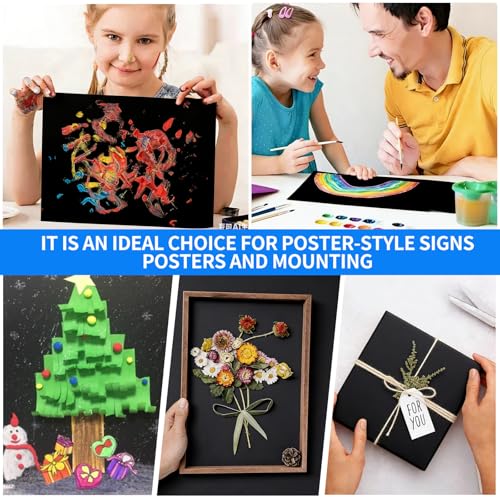 Image of Black Poster Board Paper, 24 inchx36 inch Poster Sheets, 30 Sheets | Large Size, 250GSM /92LB Heavy-Weight, Blank Poster Paper Bulk for Projects, Presentations, Displays, Signs, Crafts