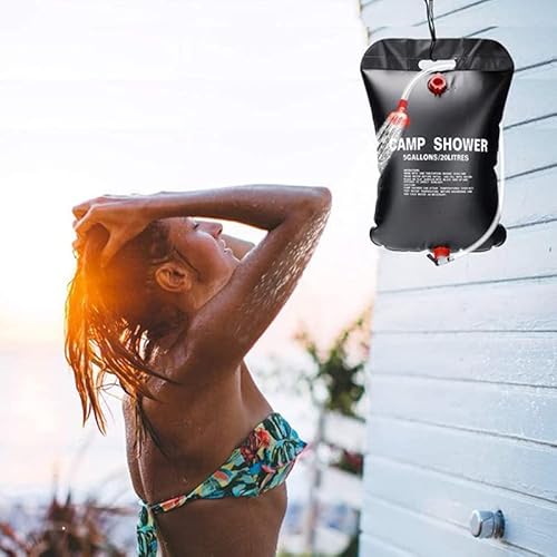 Retoo Campingdusche, 20L / 5 Gallonen, Solarbetrieben Solar Dusche Tasche, Solar Heizung, Solardusche, Outdoor Gartendusche, Tragbare Solar-Wassersack für Garten, Reisedusche mit Duschkopf Schlauch