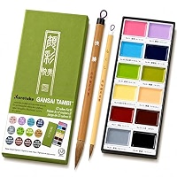 Kuretake Gansai Tambi Pastel 12 Color Watercolor Set with Japanese