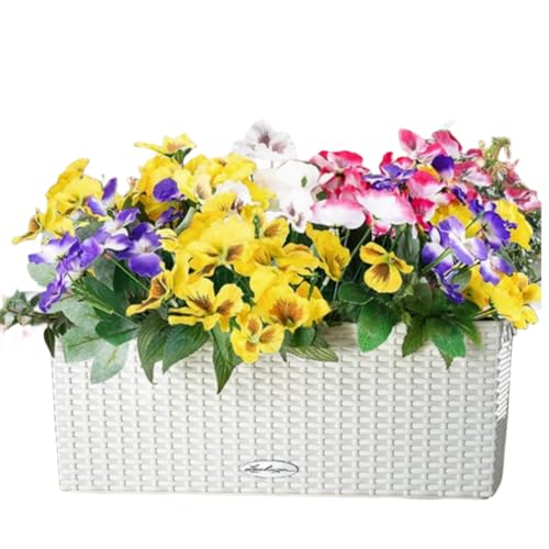 OUKEYI Artificial Flowers Outdoor UV Resistant Artificial Pansies Faux Plastic Flower Wild Flower Daisy for Home Wedding Kitchen Garden Table Centerpieces Indoor Outdoor Decor 6 Bundles Mixed Color