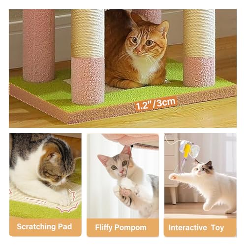 Árbol para gatos de 71 pulgadas con flores y hamaca miniatura 3