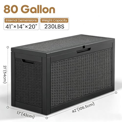 Image of Outdoor Storage Box Waterproof, 80 Gallon Deck Box for Patio Storage