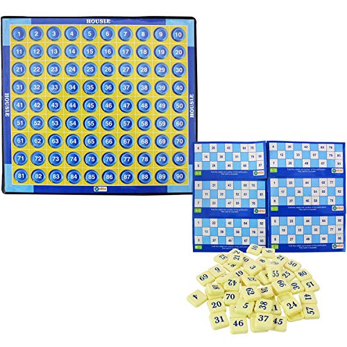Image of BKDT Marketing Housie Game Set with 48 Reusable Cards & 90 Number Tiles, Board Game for Kids - Tambola Game Set Family Game, Birthday /Return Gift, Pack of 1 - Bingo Game