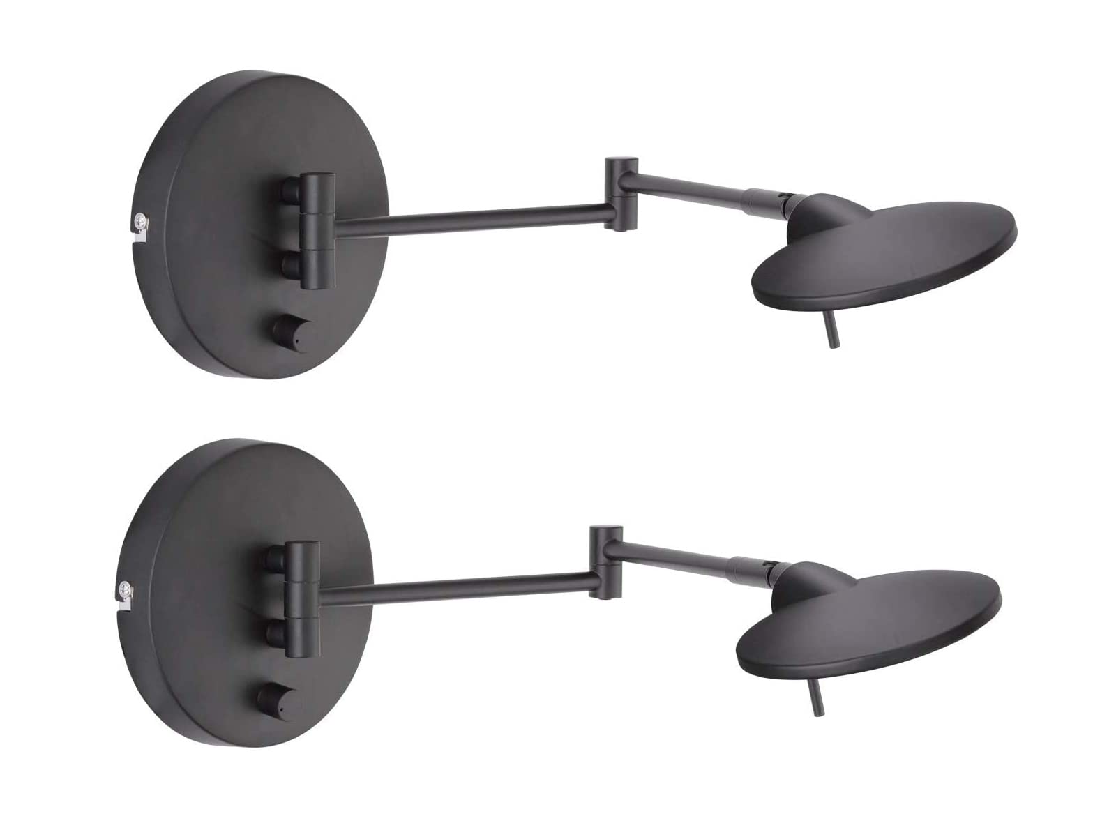 2er SET schwenkbare Wandleuchten Schwarz mit Stecker & Schalter, Tiefe 55cm