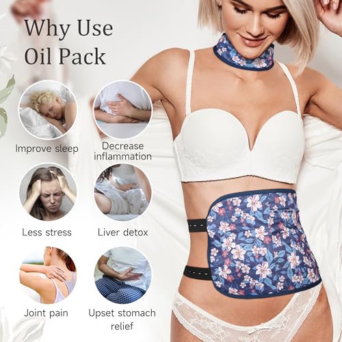 Image of Castor Oil Pack Wrap Organic Cotton 2 Pcs, Castor Oil Cold Pressed Highly Absorbent for Liver Detox, Gifts for Women