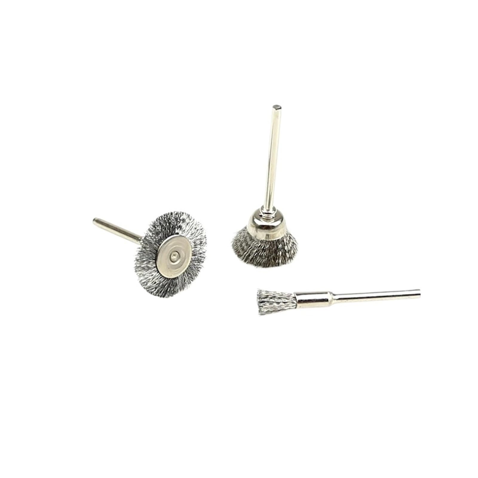 100 sztuk miniaturowych szczotek drucianych z trzonkiem 3 mm(Bowl Shape)