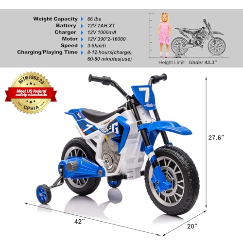 Image of JOYLDIAS Kids Motorcycle, 12V7AH Ride On Motorcycle for Kids