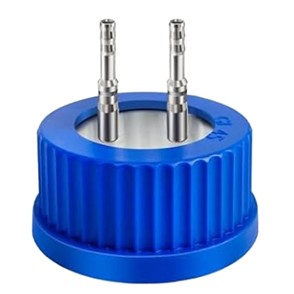 UDSKNV[KSL For Laboratory Use GL45 304 Stainless Steel Safety Bottle Cap Large Size, Autoclavable 2-Port