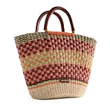 GIOSEPPO PANGANI - Bolso Tipo Capazo para Mujer, Material Vegetal, Cierre con Cordón Ajustable, Asa Corta y Larga Extraíble, Forro de Poliéster, Color Coral