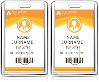 Cobee Hard 2 Card Badge Holder,2 Pieces Heavy Duty ID Card Protector Clear Acrylic Badge Holder with Thumb Hole Plastic Badge Protector Case for Driver Licenses Passes Office School(Vertical)
