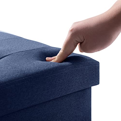 image for BRIAN & DANY Folding Ottoman Storage Cube with Wood Legs, Linen Foot S