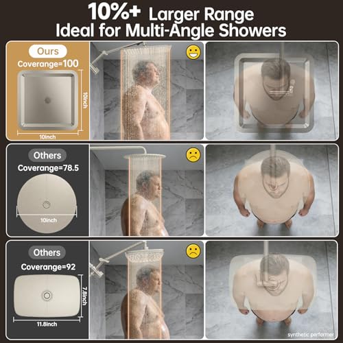 Image of Veken All Metal 10 inch Brushed Nickel Shower Head with Handheld, Luxurious Square Double Rain Shower Heads with Power-wash Hand Held, Dual High Pressure Detachable Rainfall Showerhead,Bathroom Upgrade