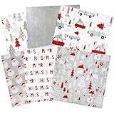 RUSPEPA Weihnachten Geschenkpapier Seidenpapier – 30 Blatt Rot Und Silber Set-Design Seidenpapier Für Heimarbeit Bastelarbeit Geschenkverpackung – 50 X 50 cm